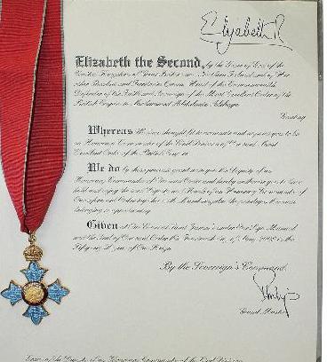 الشهادة والوسام البريطاني 