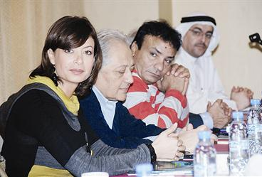 منال سلامة وخالد زكي وحمدي الوزير في المؤتمر الصحافي	( تصوير دانيال هلال)