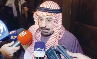 محمد الصباح متحدثا في مطار الكويت (تصوير زكريا عطية) 