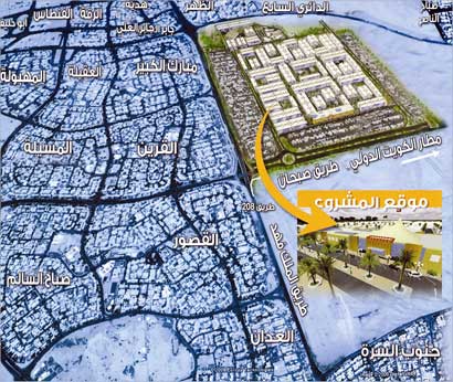 مخطط يوضح موقع المدينة 