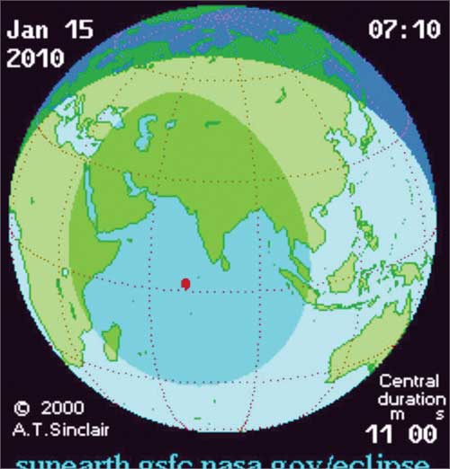 الكويت في الجزء الشمالي من دائرة ظل الكسوف 