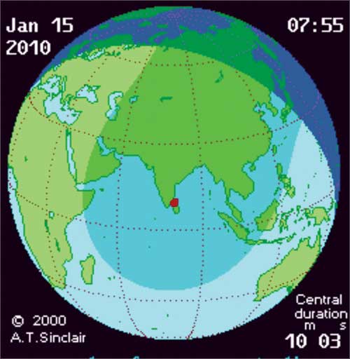 ... وشكل دائرة الظل لحظة مغادرتها الحدود الكويتية 