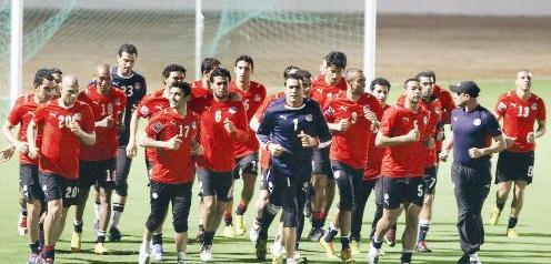لاعبو مصر اثناء التدريبات الأخيرة