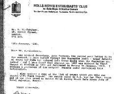 وثيقة من مصنع الرولزرويس عن سيارة الشيخ يعقوب الإبراهيم 