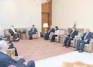 الأسد خلال لقائه الوفد العربي