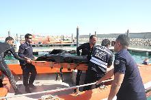 رجال الاطفاء ينقلون الجثة