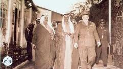 رئيس أركان الجيش السوري جمال فيصل يرافقه الشيخ فهد السالم والشيخ عبد الله المبارك