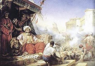 لوحة زيتية تصوّر مذبحة القلعة التي قضى بها محمد علي على المماليك ليستأثر لنفسه بحكم مصر