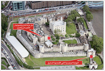 صورة بانورامية عامة لقلعة برج لندن الأثرية التي اقتحمها لص مجهول وسرق مفاتيحها