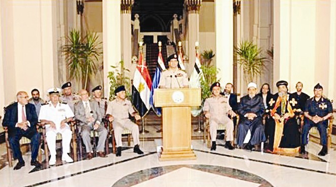 القوات المسلحة تعلن خريطة الطريق بعد عزل مرسي