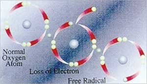 ذرة الأكسجين تفقد إلكترونا وتصبح شاردة حرة