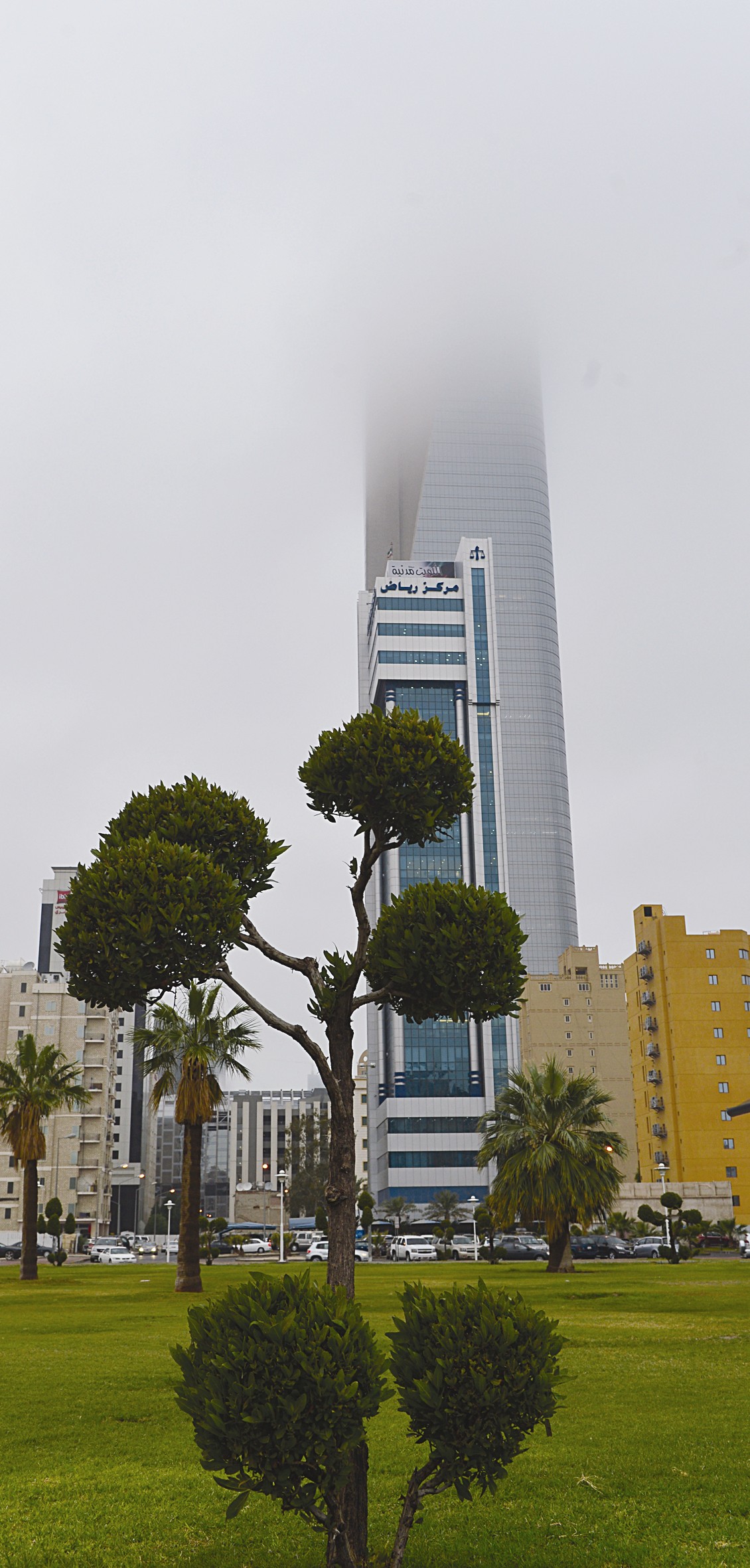 الغيوم تغطي قمة البرج (تصوير موسى عياش)