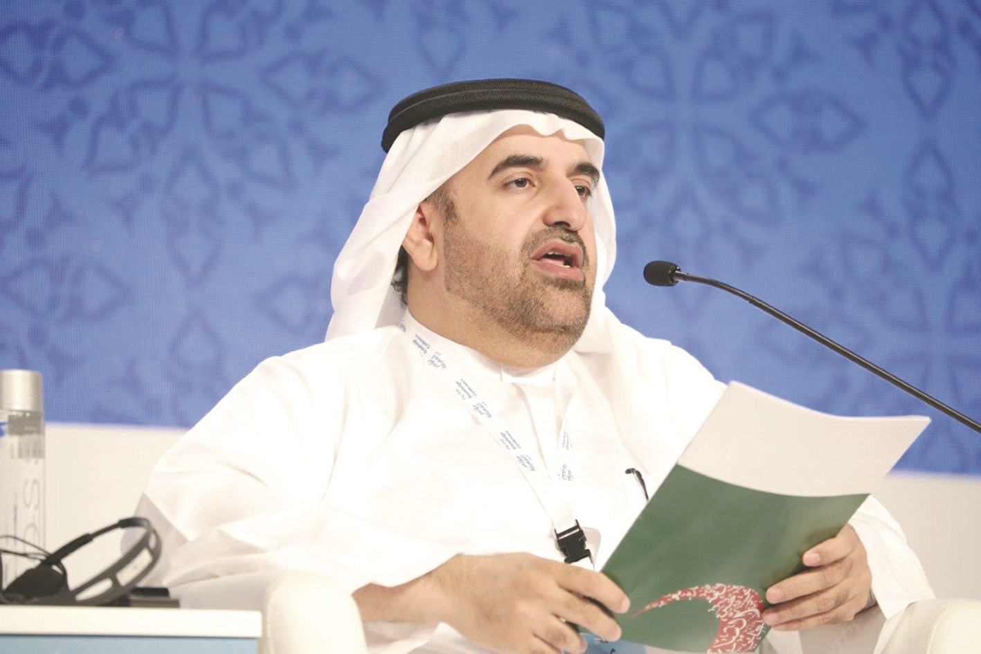 بن حويرب خلال جلسات مؤتمر المعرفة الأول في 2014