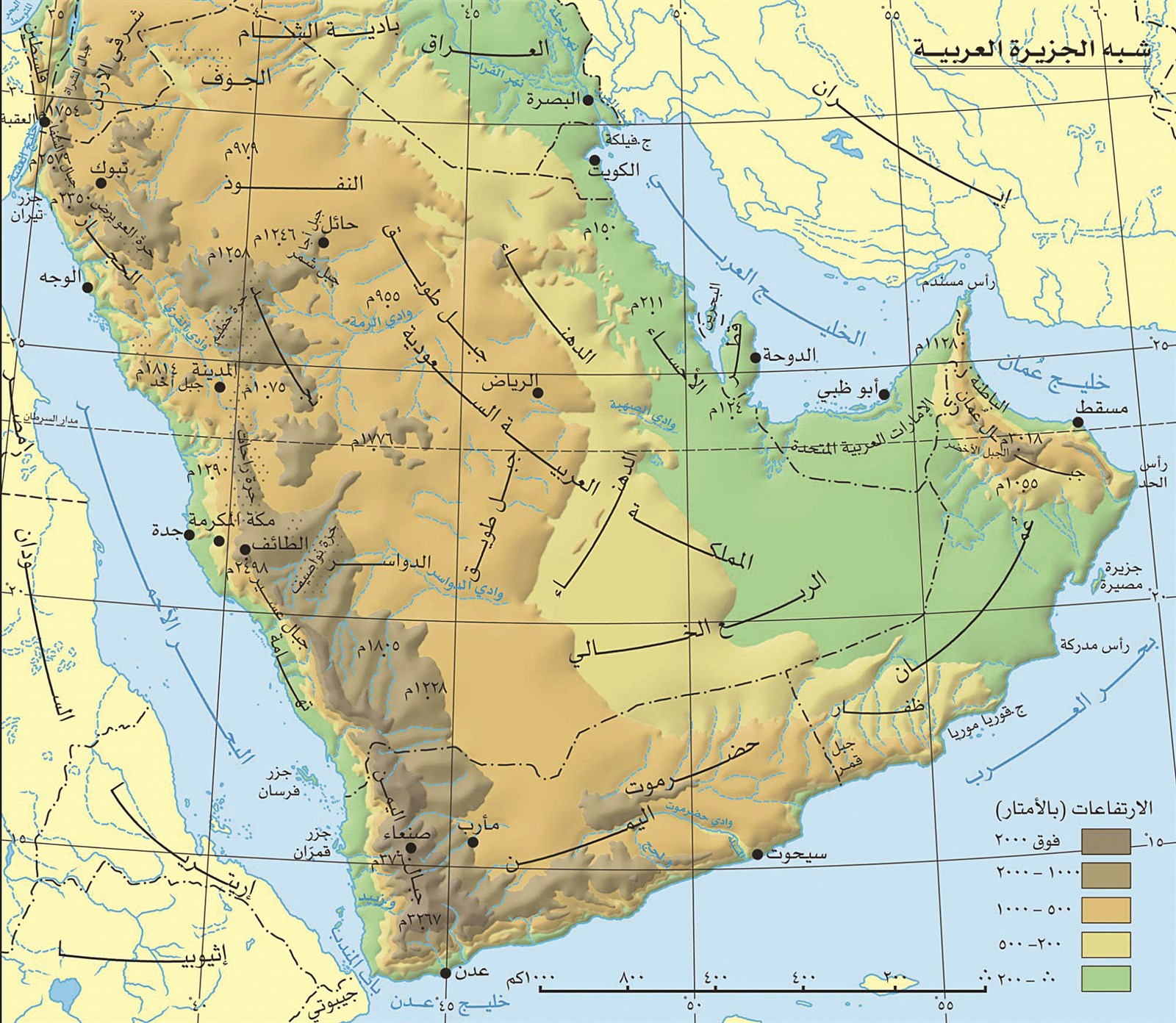 القناة - المشروع تمتد من البحر الأحمر غرباً إلى الخليج العربي شرقاً بطول حوالي 1300 كلم