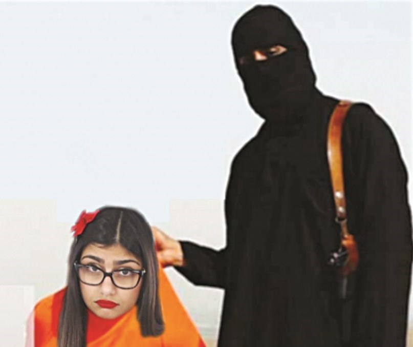 ميا مع استبدال رأس أحد ضحايا «داعش» برأسها