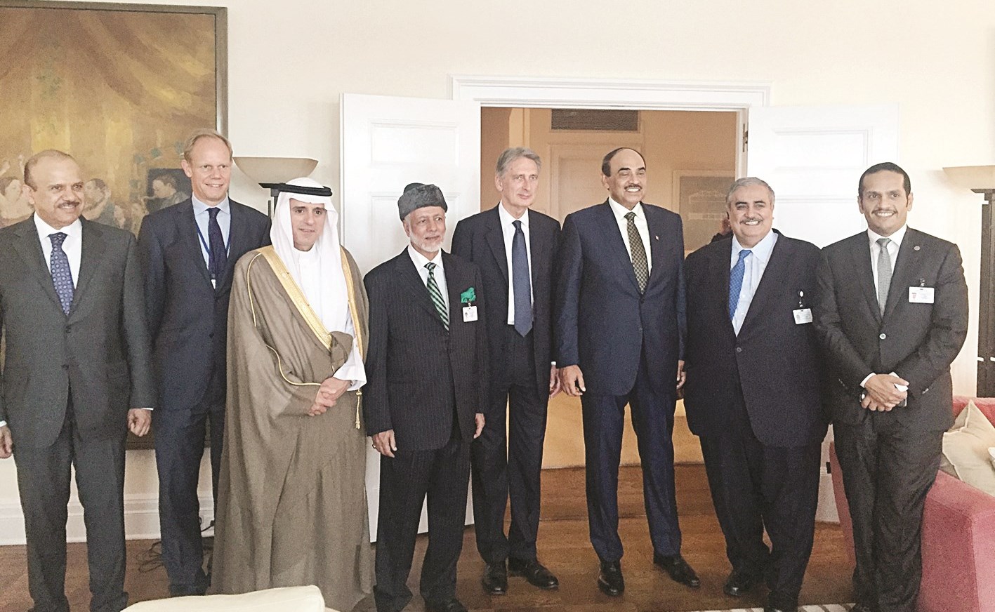 وزراء الخارجية الخليجيون مع وزير الدولة البريطاني