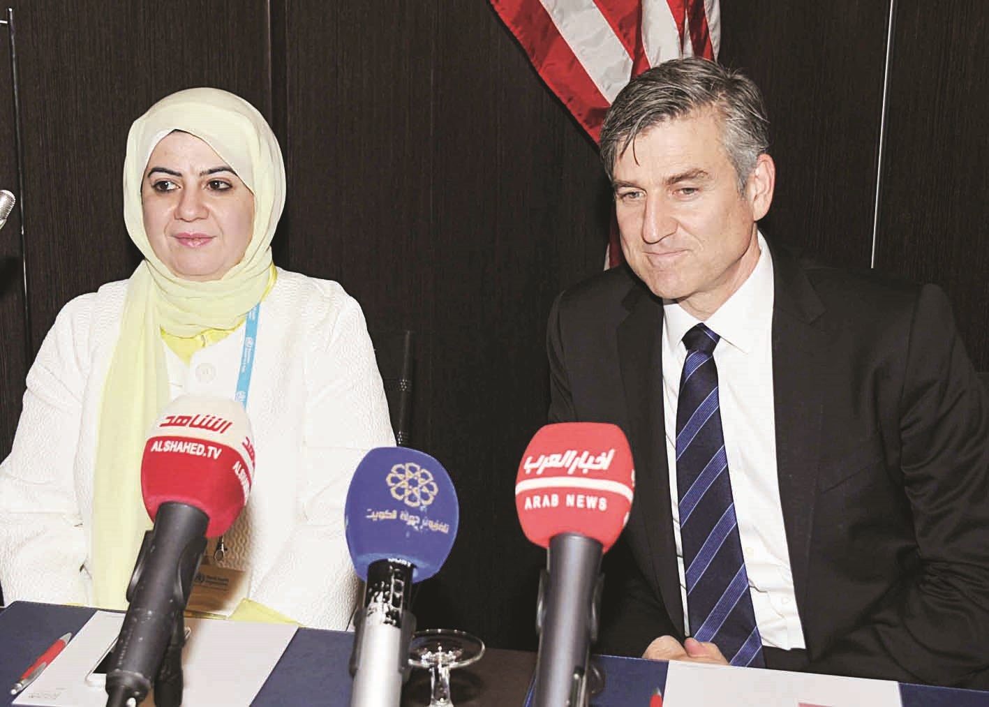 القطان ووولف خلال المؤتمر الصحافي (تصوير سعد هنداوي)