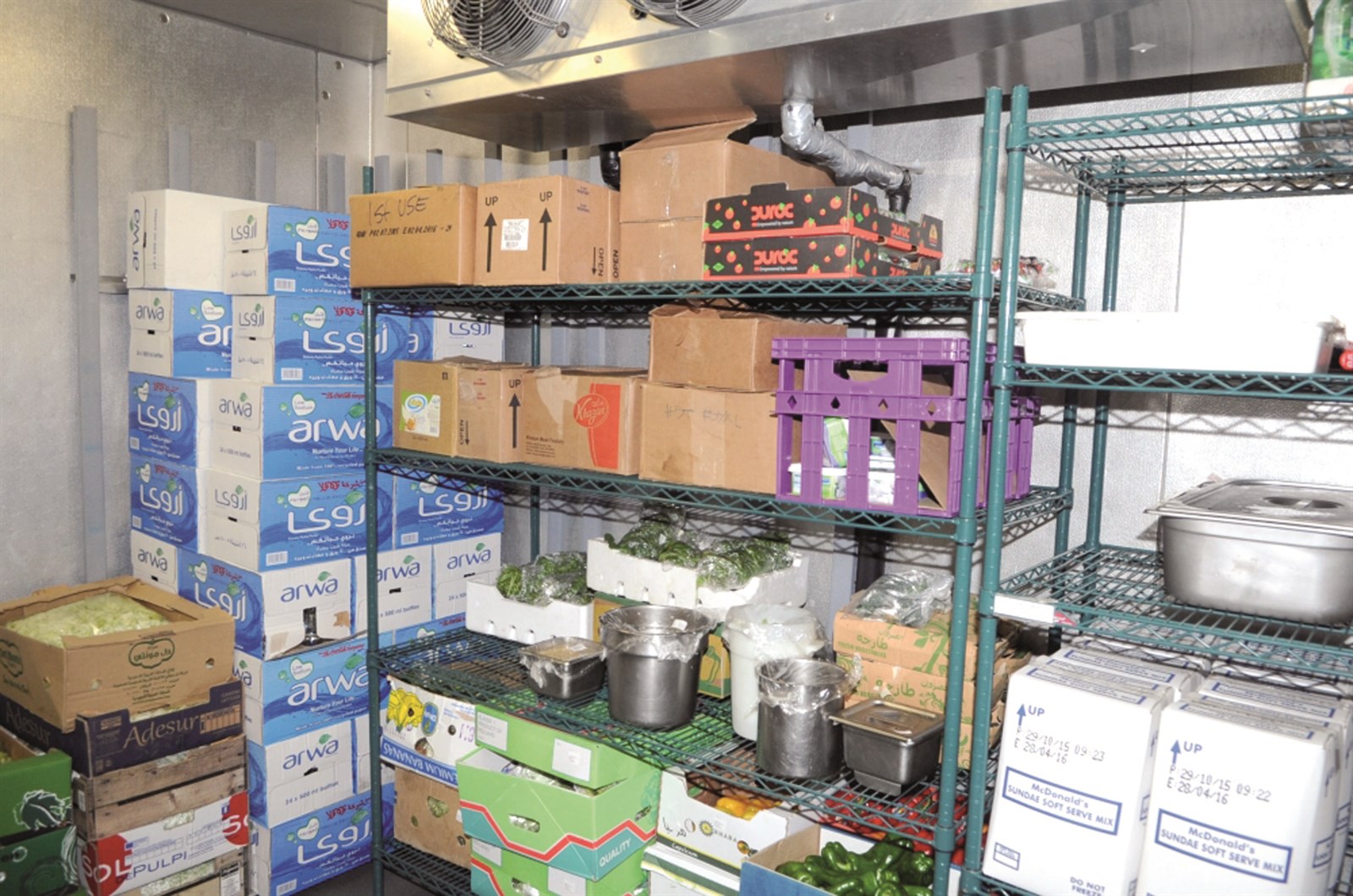 الخضراوات الطازجة مخزنة في غرفة التبريد