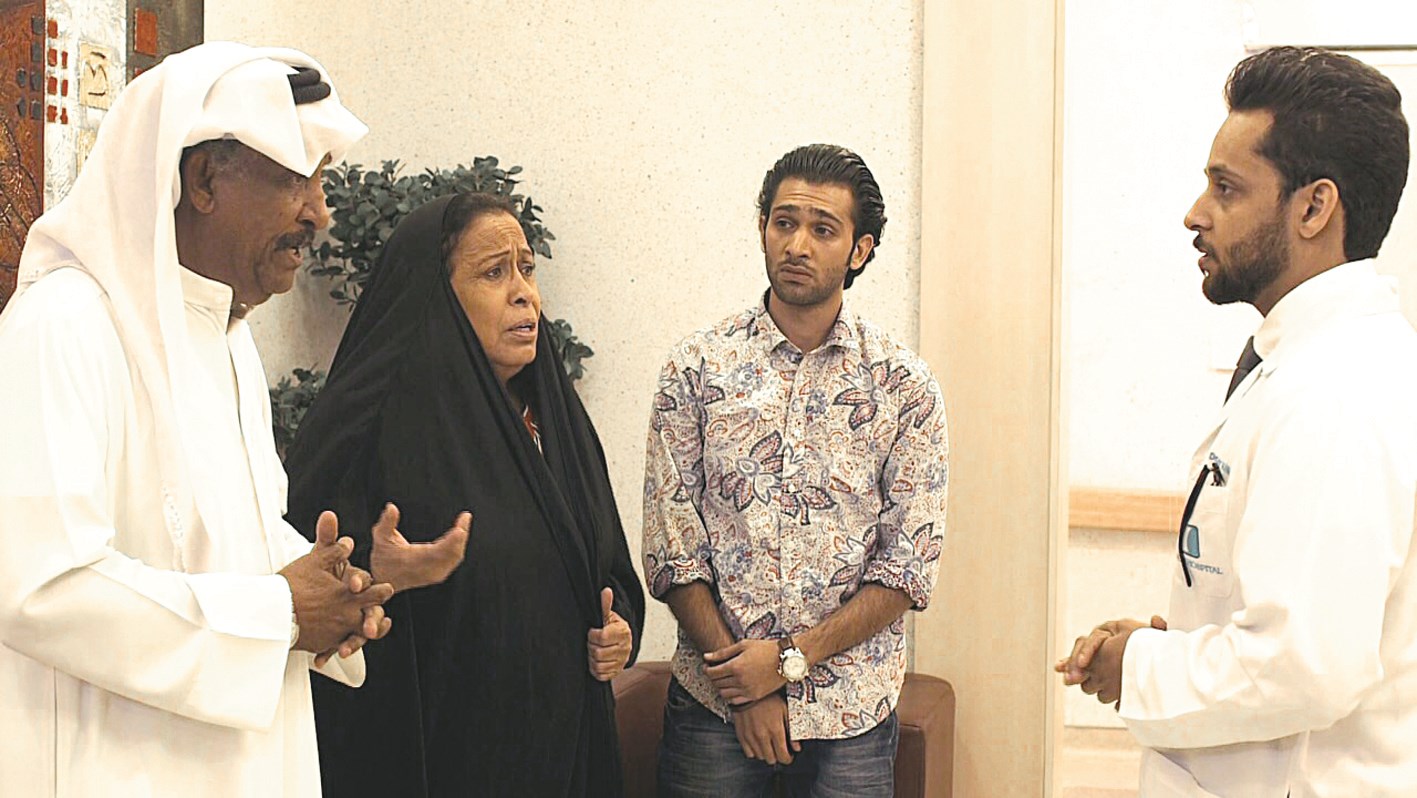 مع حياة الفهد ومحمد جابر وعبدالله البلوشي في مشهد من «الجدة لولوة»