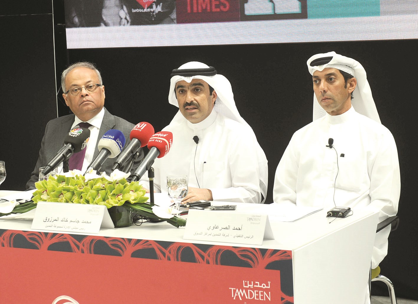 المرزوق متحدثاً في المؤتمر الصحافي (تصوير جلال معوض)