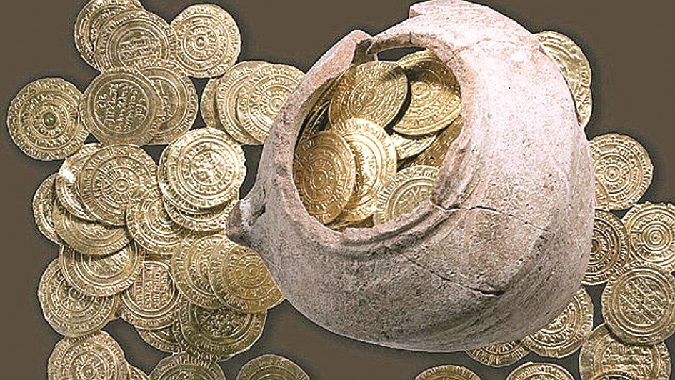 جرّة من الذهب عثر عليها إسرائيليون في أحد الأماكن الأثرية في فلسطين