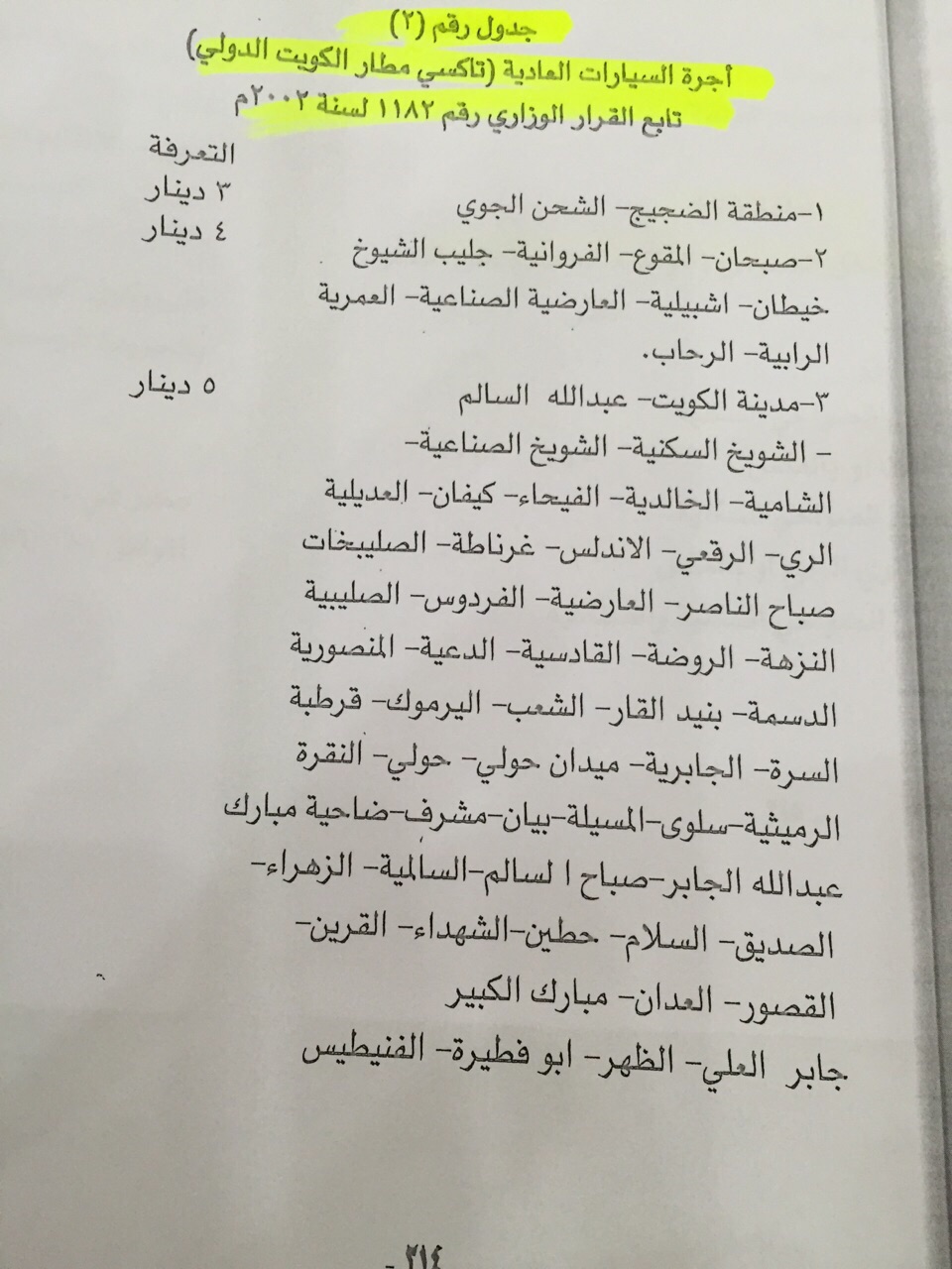 قرار وزارة الداخلية المنظم لتعرفة عدادات سيارات التاكسي وسيارات الأجرة تحت الطلب