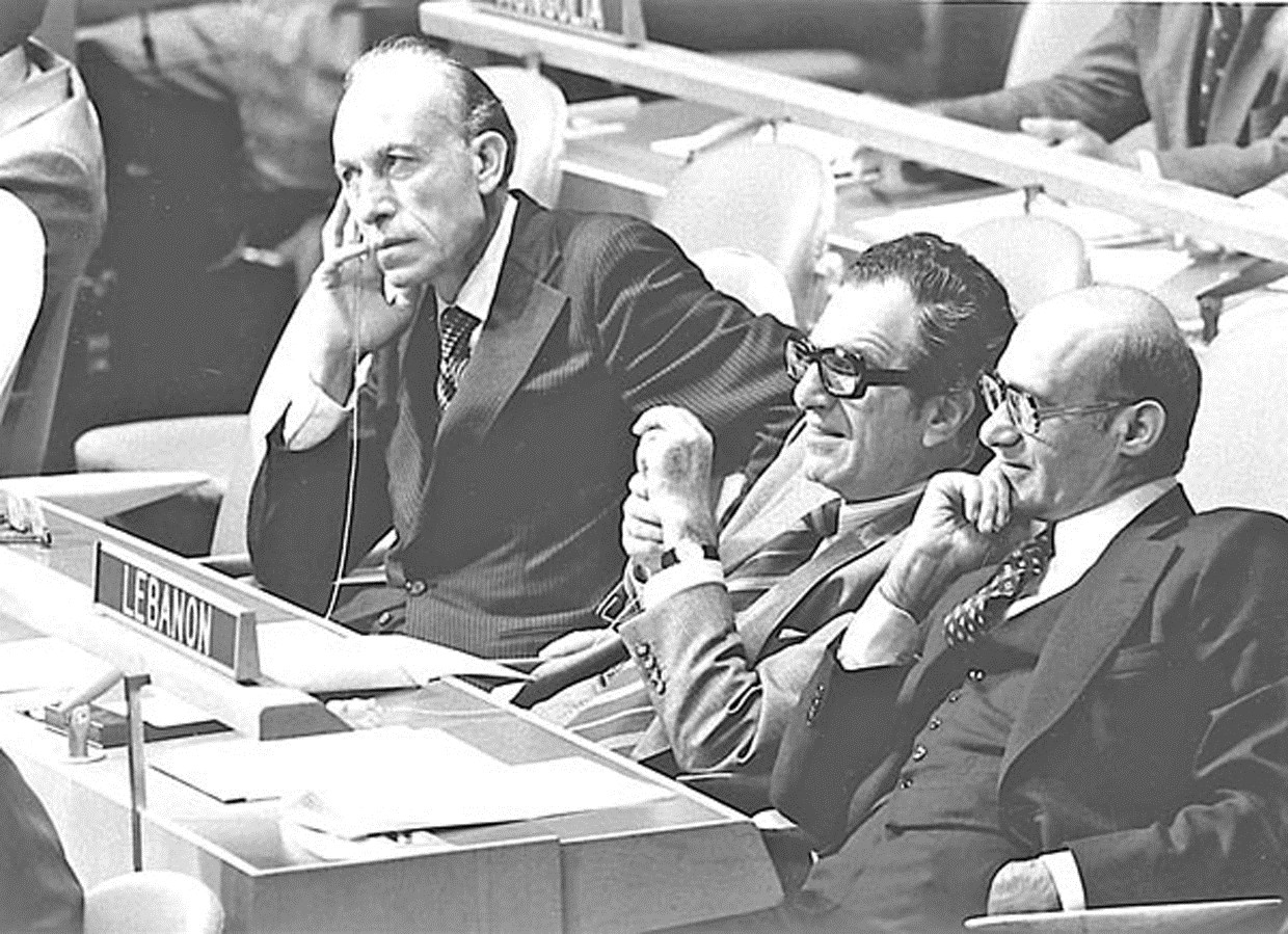 بطرس مع الرؤساء فؤاد شهاب وصبري حمادة وصائب سلام