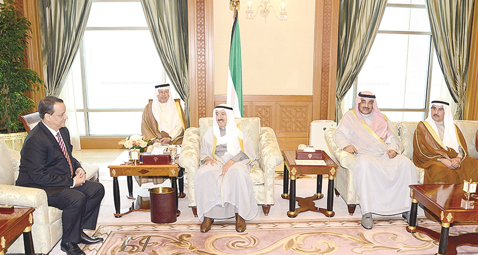 صاحب السمو مستقبلاً صباح الخالد والمبعوث الدولي إلى اليمن