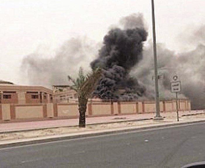 حريق فصول الصفيح في مدرسة لولوة القعود