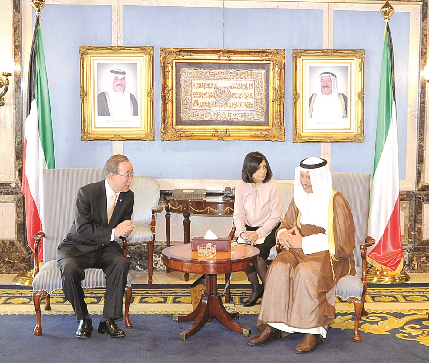 جابر المبارك مستقبلاً بان كي مون