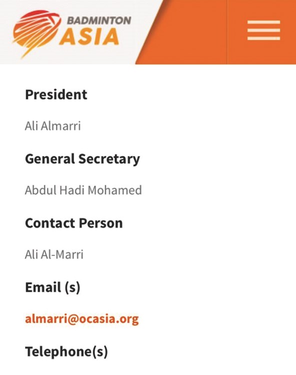 كرة الريشة (بادمنتون) «في عهدة» مساعد مدير المجلس الأولمبي الآسيوي