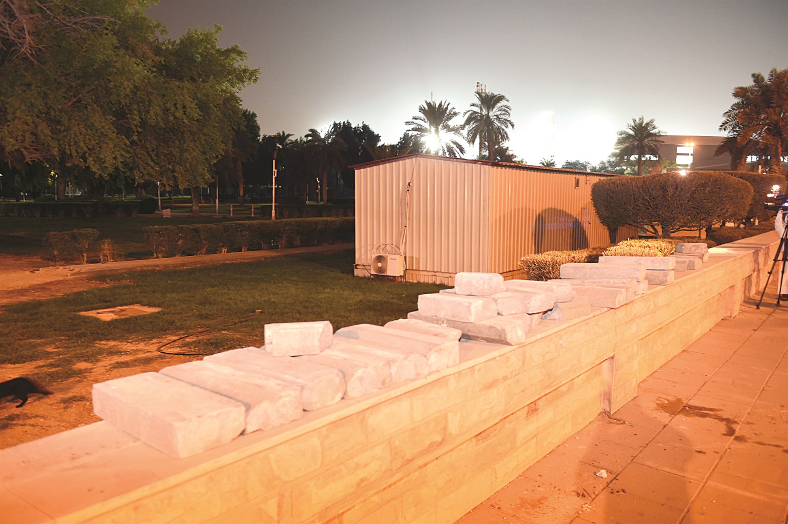 أعمال إنشائية داخل الحديقة