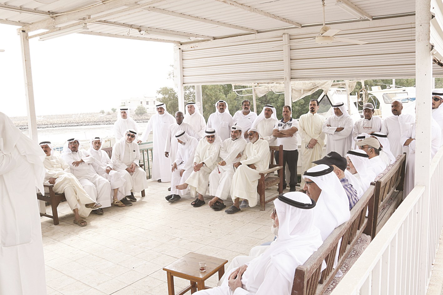 الصيادون في الوقفة الاحتجاجية (تصوير أسعد عبدالله)