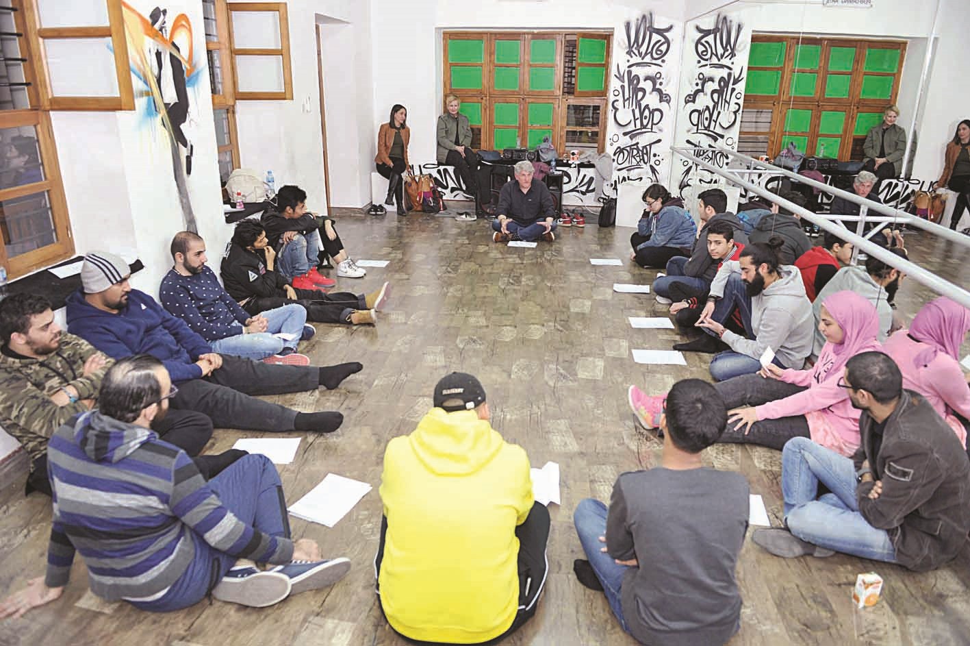 الطلبة خلال الورشة الختامية  (تصوير سعد هنداوي)