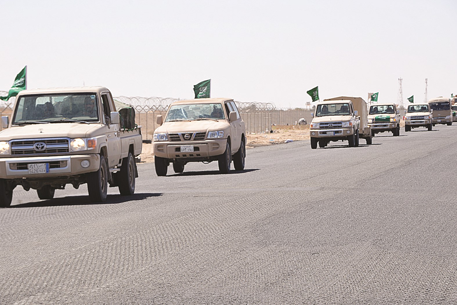 القوات السعودية لدى وصولها للمشاركة في التمرين