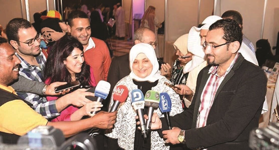 الصبيح أثناء تصريحها للصحافيين