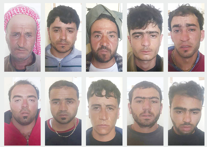 «الدواعش» الـ 10 الذين أوقفهم الجيش اللبناني خلال العملية الخاطفة في عرسال فجر أمس (الراي)