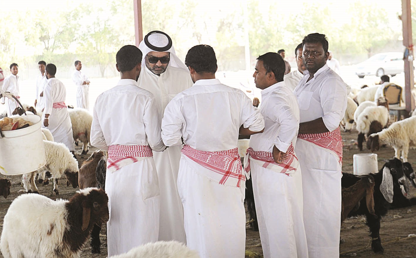 مفتش في القوى العاملة يراجع بيانات بعض العمال