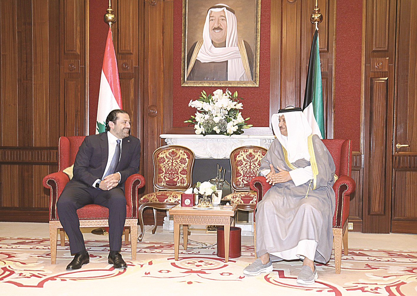 جابر المبارك مستقبلاً رئيس الوزراء اللبناني