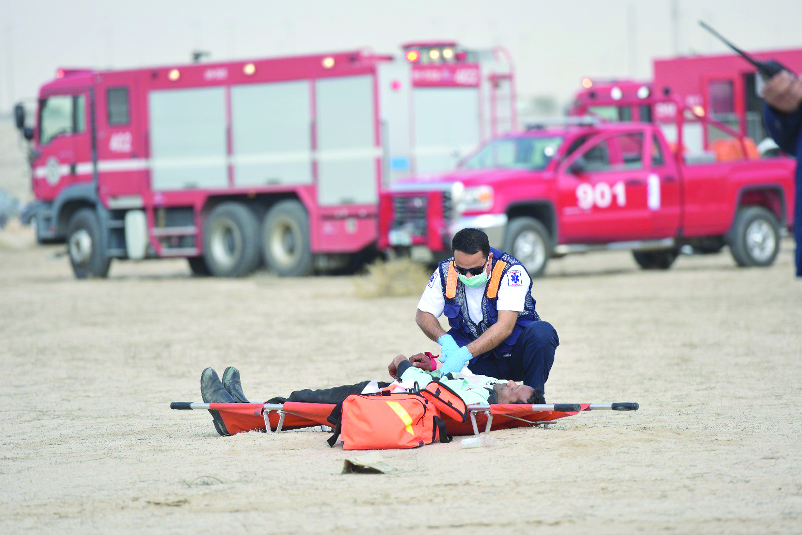 إسعافات اولية في موقع الحادث