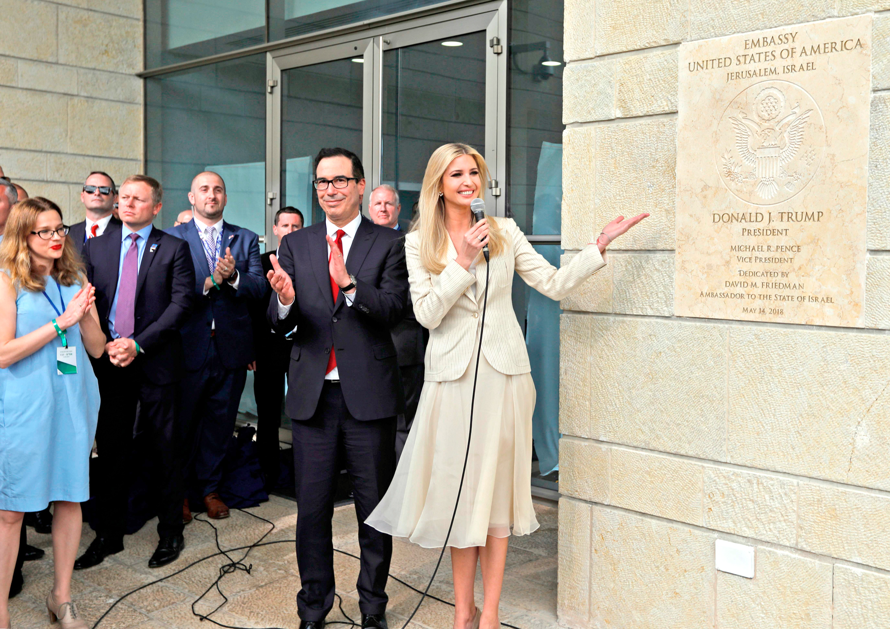 إيفانكا ترامب تشارك في تدشين السفارة الأميركية في القدس المحتلة	 (ا ف ب)