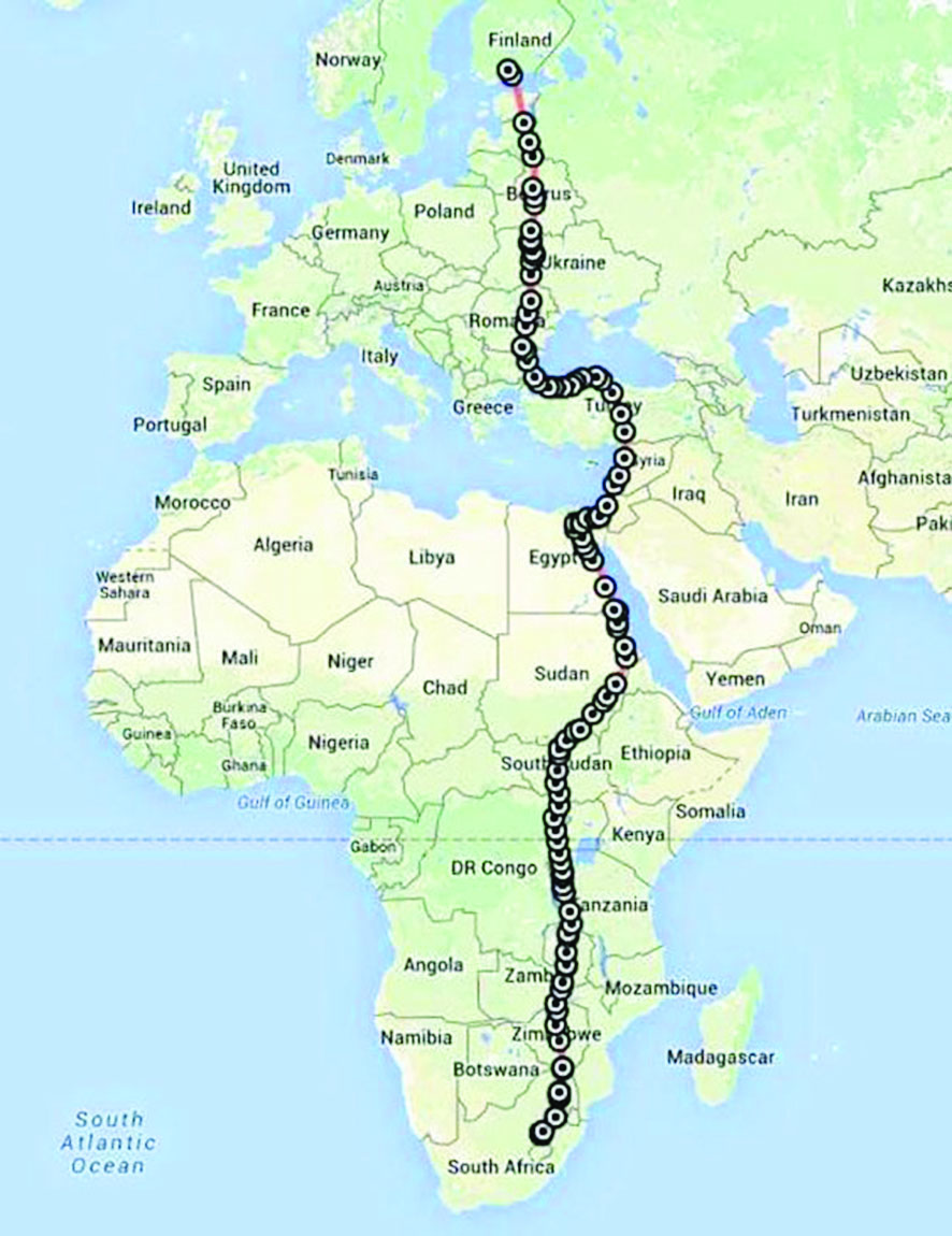 مسار رحلة الصقر باسكو