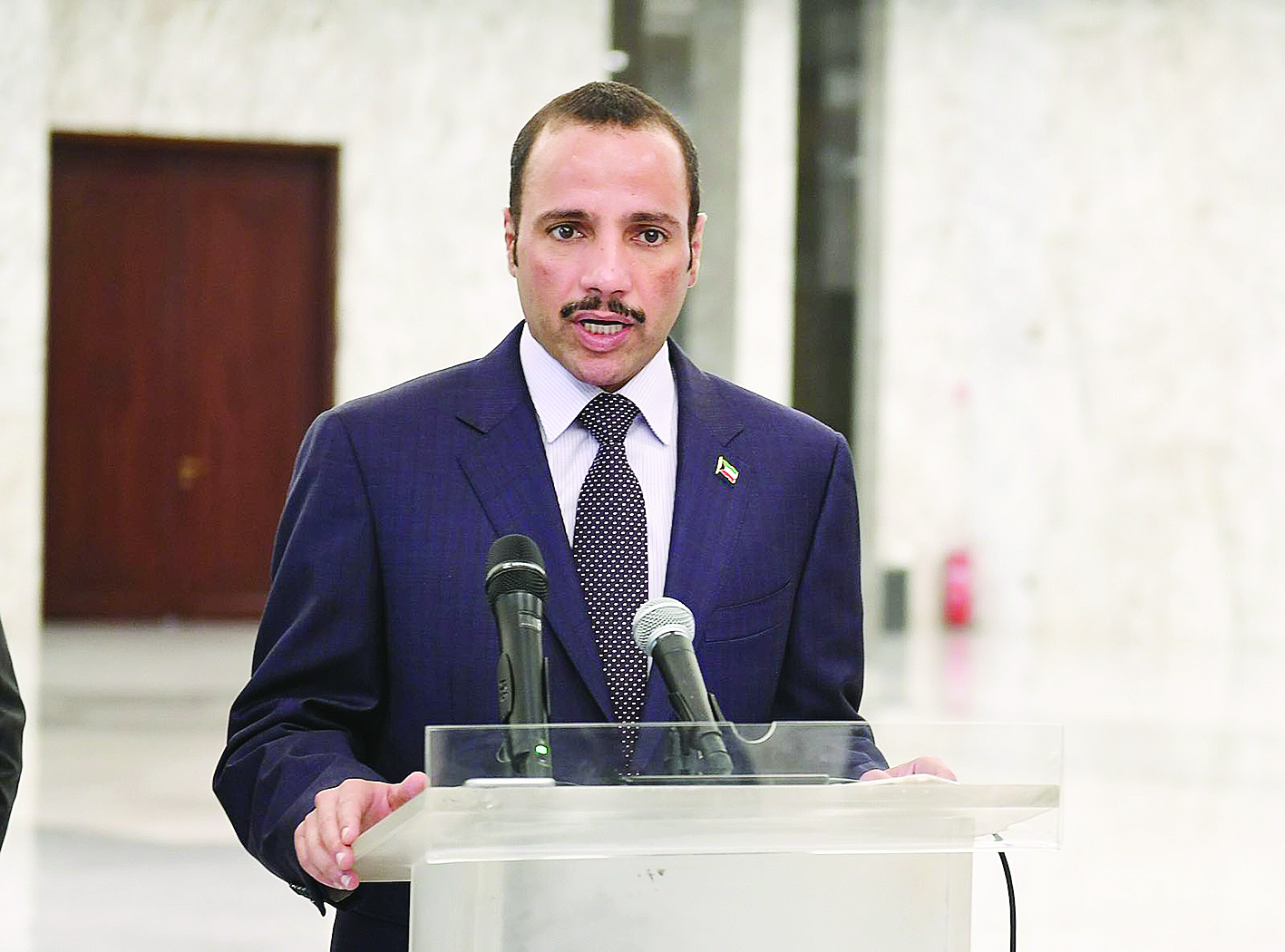 الغانم متحدثاً عقب لقاء الرئيس عون