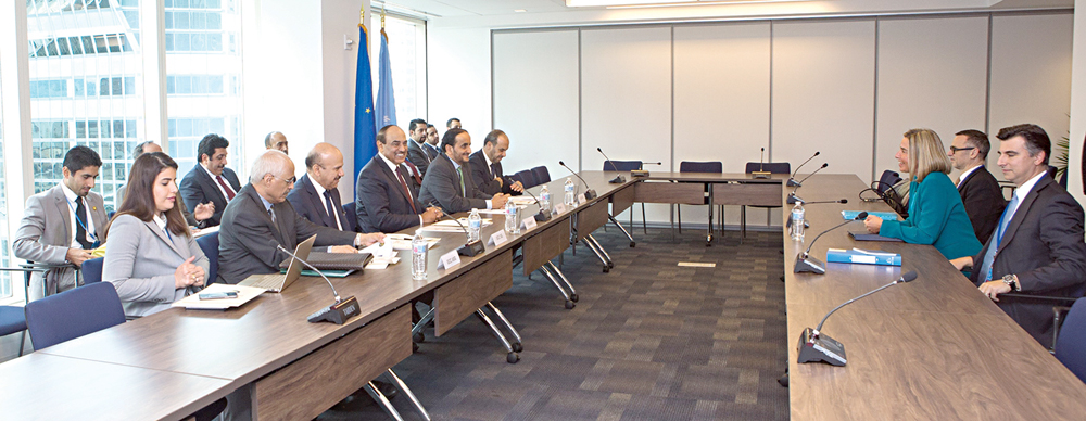 صباح الخالد مترئساً الترويكا الخليجية خلال الاجتماع مع الاتحاد الأوروبي