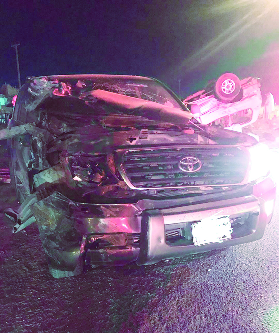 إحدى السيارات كما بدت بعد الحادث 