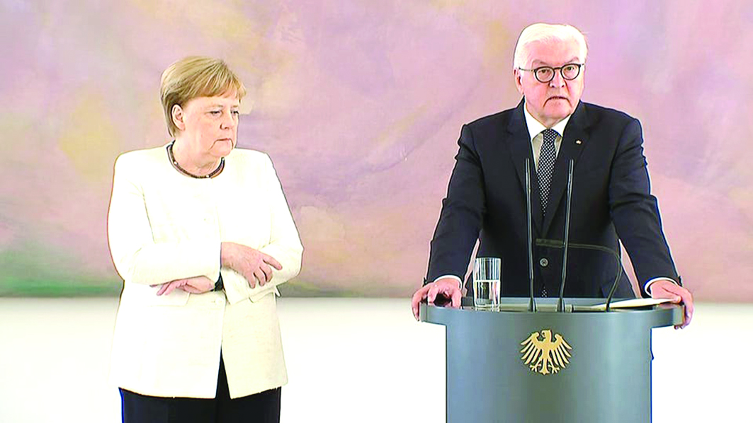 المرة الثانية وهي إلى جانب الرئيس الألماني في 27 يونيو الماضي