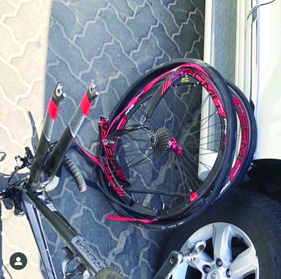 دراجة المذكور بعد الحادث