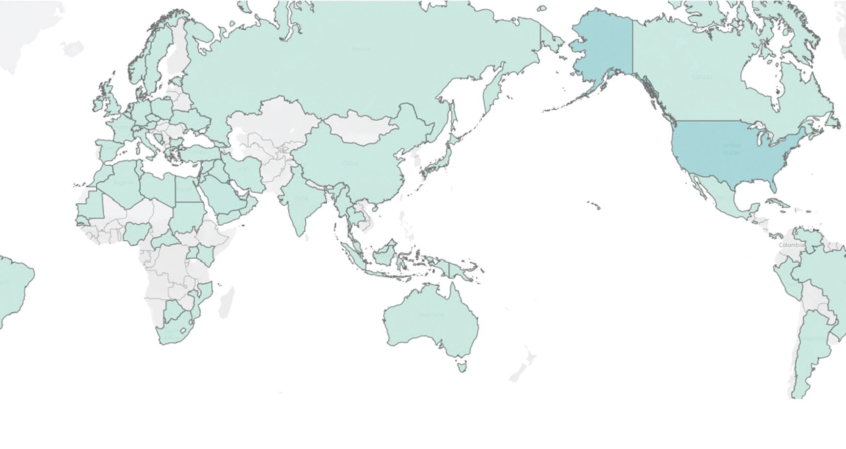 خريطة تبين الدول التي صدرت منها التغريدات