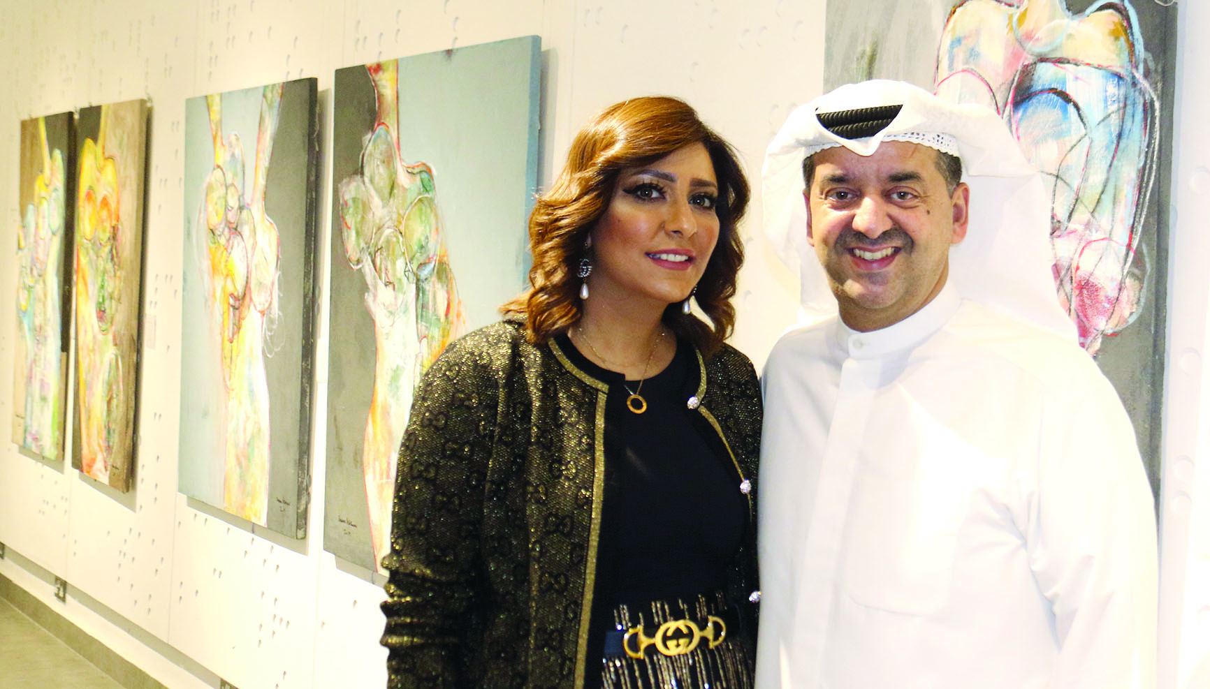  وليد الخشتي مع رفيقة دربه الفنانة شيماء أشكناني	 (تصوير سعود سالم)