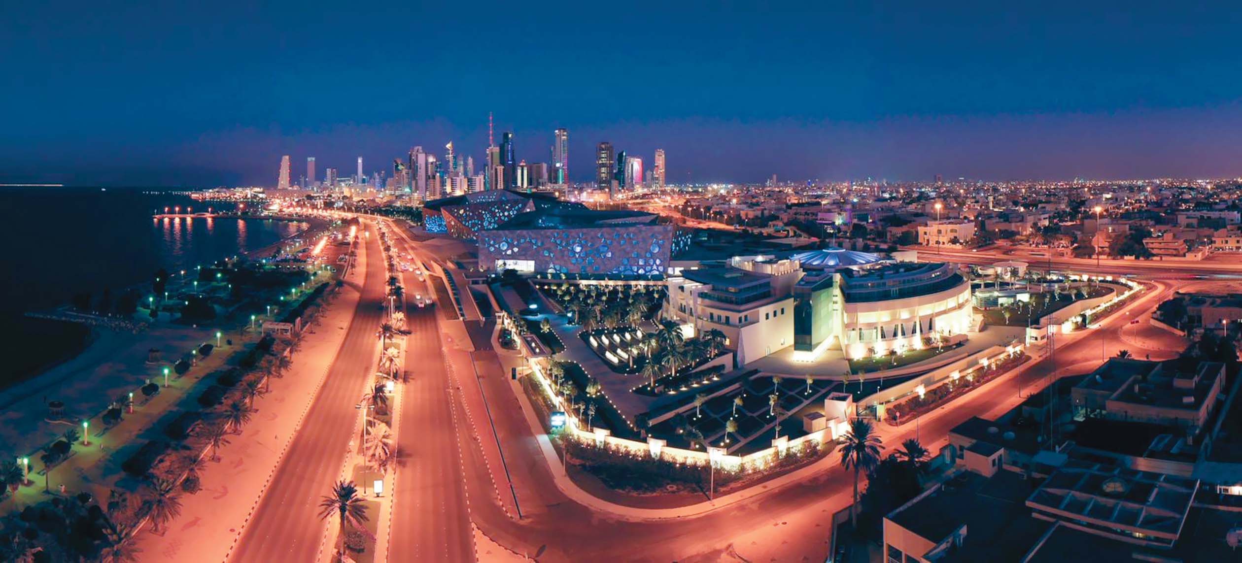 القصر كما يبدو ليلاً في لقطة من الجو